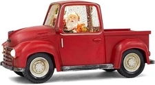 Roman 6in Lighted Swirl Red Truck with Santa Puppy Confetti Tabletop Decor Xmas!