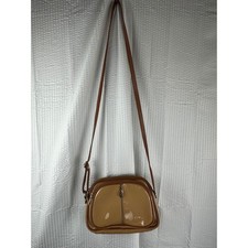 VALENTINA Tan patent leather crossbody handbag. Made in Italy. 3 compartments.
