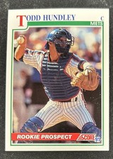 1991 Score Todd Hundley Baseball Rookie Prospect Card #340 Mets Catcher VG O/C