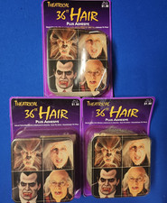 3 Vintage Halloween Fake Hair Theatrical 36" Wolf Hair Adhesive White Gray Black