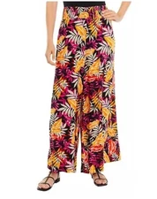 I.N. Studio Novelty Wide Elastic Waist Wide Leg Pull-On Floral Pants- 1X NEW