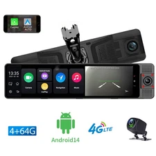 3 Channel 12"Car Rearview Mirror Dash Cam 4G Android 13 GPS Navi Camera Recorder