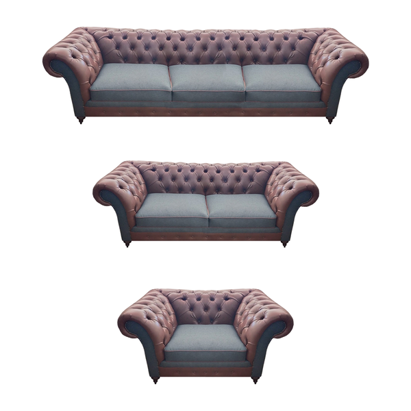 Designer Sofas Couchen Komplett 3Tlg Wohnzimmer Chesterfield Sessel Couch-image