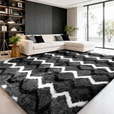 LNZHAO Teppiche Wohnzimmer 160 x 230 cm (rechteckig), gräulich schwarz-weiß 
