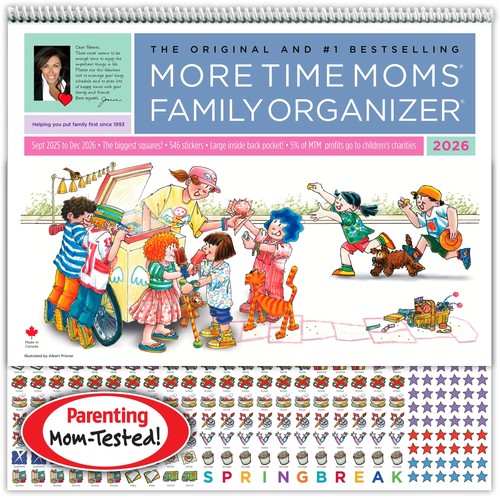 Organisateur et calendrier famille More Time Moms, 2026 (15 x 22 pouces) - Bleu  - Photo 1/7