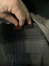 Tony Hawk Men's  Med Black Grey Flannel Plaid Button Down Collared Shirt Skater