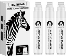 Thick White Jumbo Poster Markers: 3 Pcs 15mm Wide Tip Large Acrylic Paint Pens B