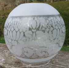 Vintage/Antique Etched Clear Glass Oil Lamp Globe / Shade - Floral