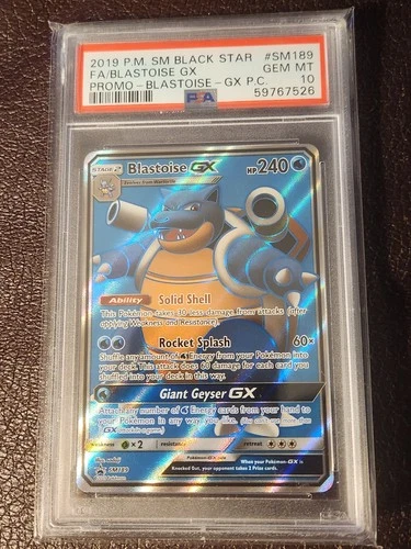 2019 POKEMON SM BLACK STAR PROMO #SM189 FULL ART/BLASTOISE GX PSA 10