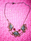 JEWELMINT ELEGANT PINK  CRYSTAL/BLACK FLOWER LINK NECKLACE/PINK EARRINGS SET — photo 3