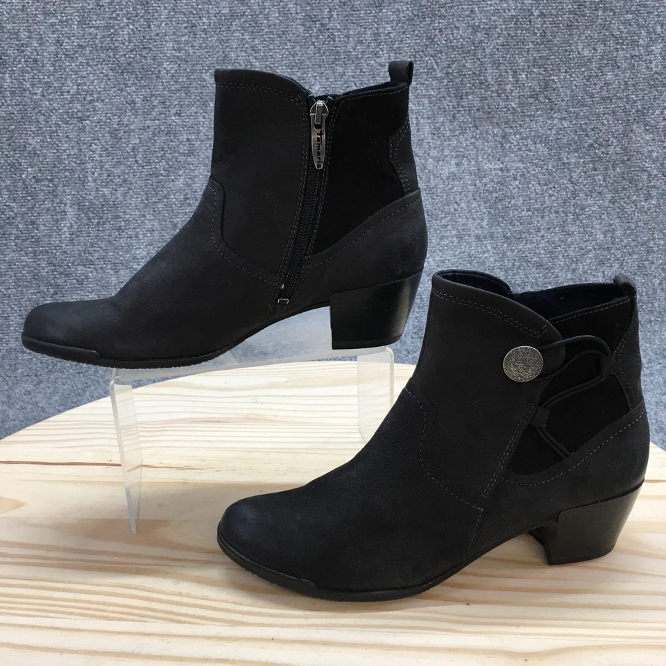 Botas Tamaris para mujer 39 botín al tobillo negras cómodas informales puntera almendra tacones en bloque Foto 3 de 4