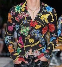 Authentic NWOT Versace Viscosa Mens Shirt A81662 43 multicolor $995 Print Jewels
