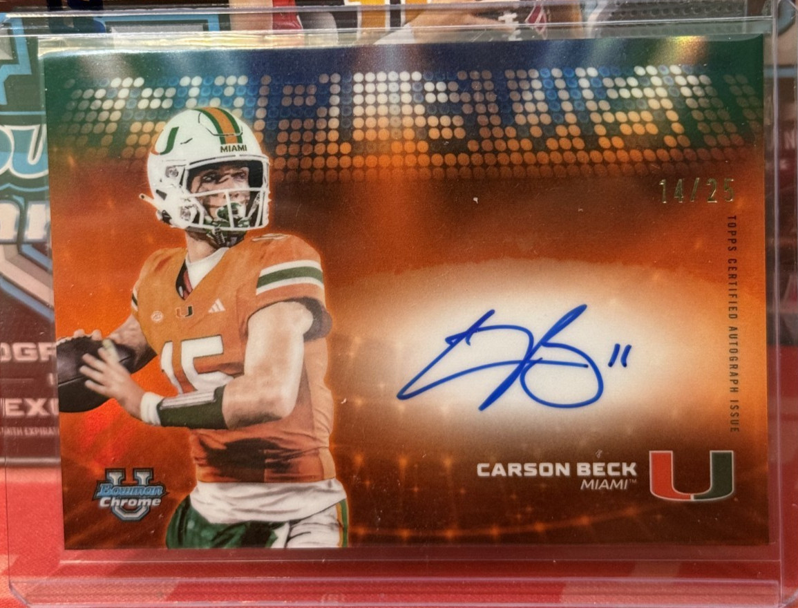 2025 Bowman Chrome U Carson Beck Campus Visit Auto Orange /25