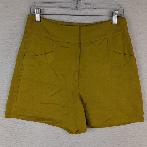 Neu mit Etikett A Loves A Leinenmischung Shorts hoher Bund goldgelb 3,5 "Innennaht Damen 8