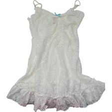 Victoria's Secret The Lacie White Floral Lace Ruffle Chemise Slip Dress Large