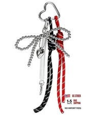 Pearl Bow Keychain,Cute Bowknot Beaded Handmade Keyring Bag Charms,PU Red black