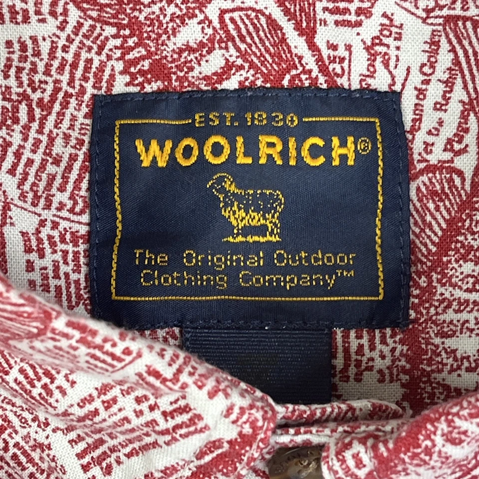 Vintage Woolrich Shirt Men’s 2XL Red Bass Fish Print News 90s Y2K Button Up Camp - Image 4 of 4