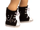 Black Chain Tennis Hi-Top Knee Boots Doll Shoes For 18" American Girl (Debs)