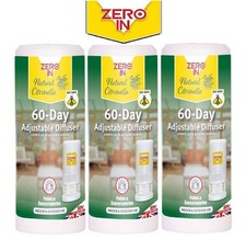 3 x Zero In 60 Day Citronella Diffusers, Portable Fly Insect Killer Repellent