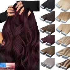 Tape in Human Hair Extensions Skin Wefts Remy Hair Thick Full Head Brown Blonde