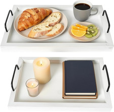 Rustic Vintage Food Serving Trays Set of 2 Nesting Wooden Board with Handles