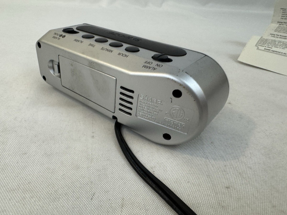 Sharp Model Spc100 Digital Alarm Clock Silver Tested Works With