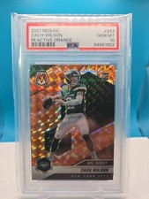 2021 Panini Mosaic Zach Wilson Reactive Orange NFL Debut Rookie RC #243 PSA 10