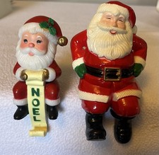 Santa Claus Figurines Set with Noel Scroll Design Shelf Sitter