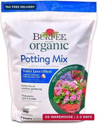 Burpee, 9 Quarts | Premium Organic Potting Natural Soil Mix Food Ideal for Conta