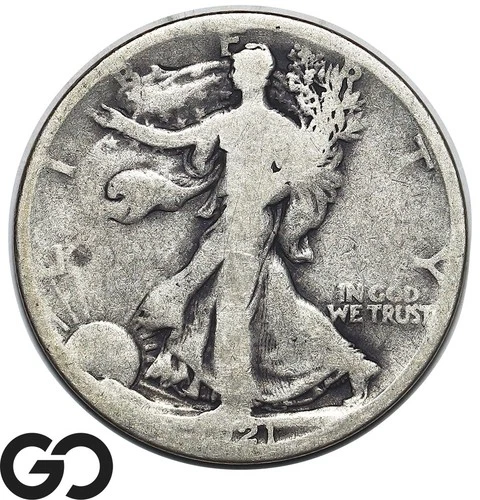 1921-D Walking Liberty Half Dollar, Low Mintage Key Date San Francisco ** RARE!