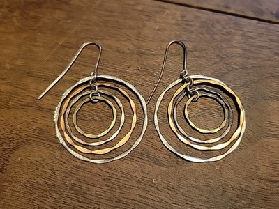 ROBERT LEE MORRIS RLM STUDIO Sterling Silver, Copper & Brass Hammered Earrings