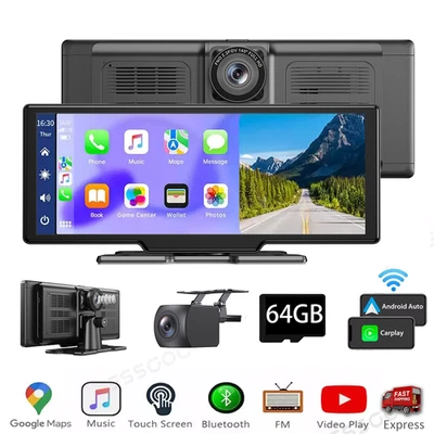 4K 10.26-Zoll Wireless Apple Carplay Android Auto Display Vorne Rückfahr Dashcam - Bild 1 von 4