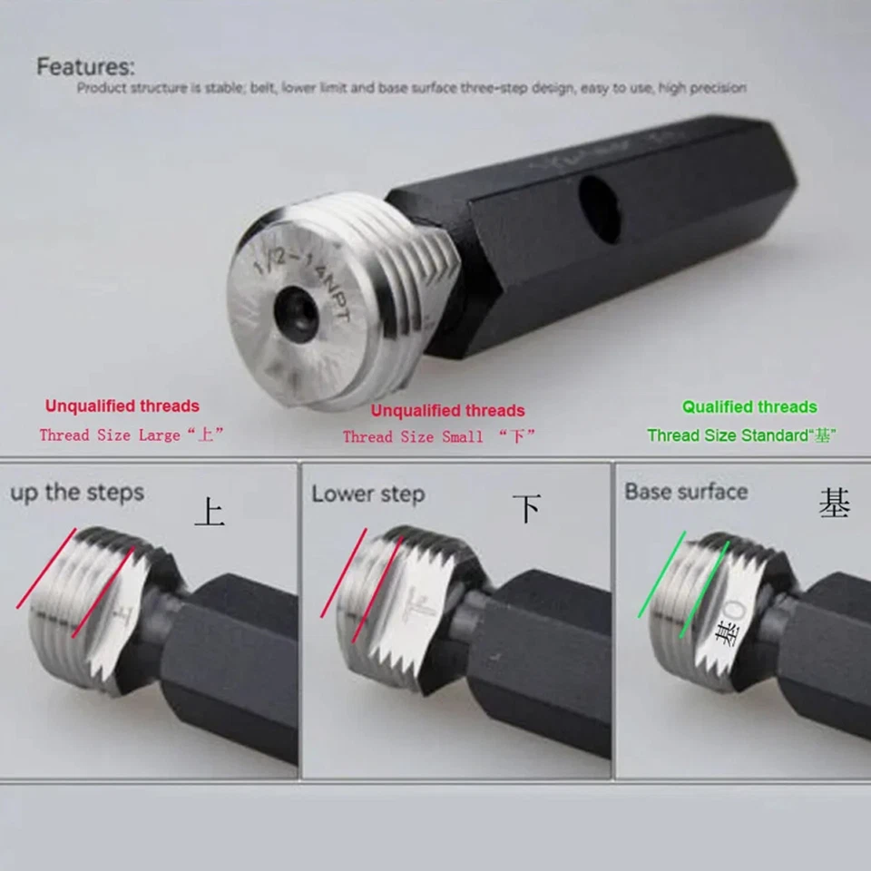 NPT 1/16" 1/8" 1/4" 3/8" 1/2" 3/4" 1" ~ 2" Taper Pipe Plug Thread Gage Gauge - Image 4 of 4