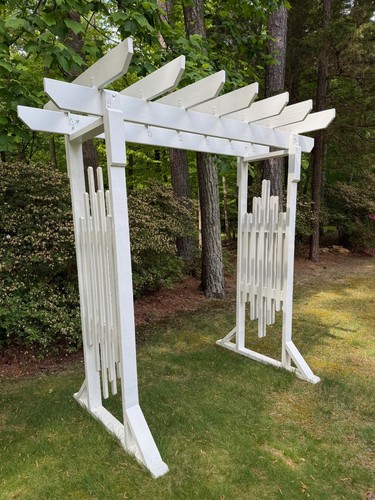 Wooden Wedding Arch Backdrop White Ceremony Arbor Handmade Large 8ft Sturdy 3 Pc