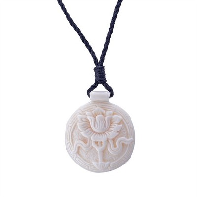 81. Generation Kuhknochen Halskette Tibetische Lotusblüte Buddha Amulett Anhänger
