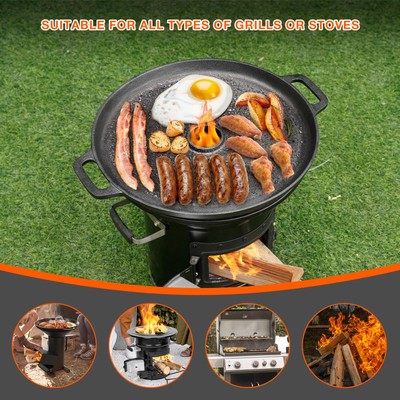 Onlyfire Gusseisen-Grillplatte Für Solo Stove – Rund, Mit 3 Beinen, Für Lagerfeuer & Outdoor-Kochen
