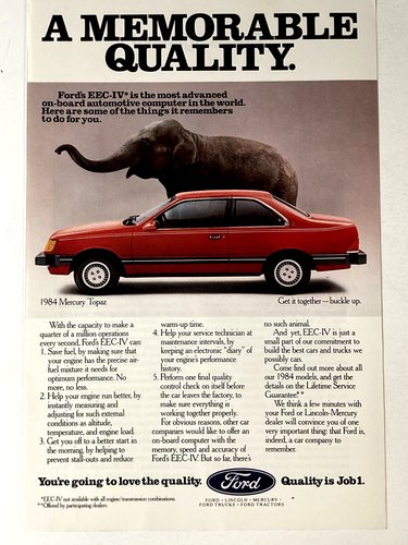 1984 Mercury Topaz Print Ad