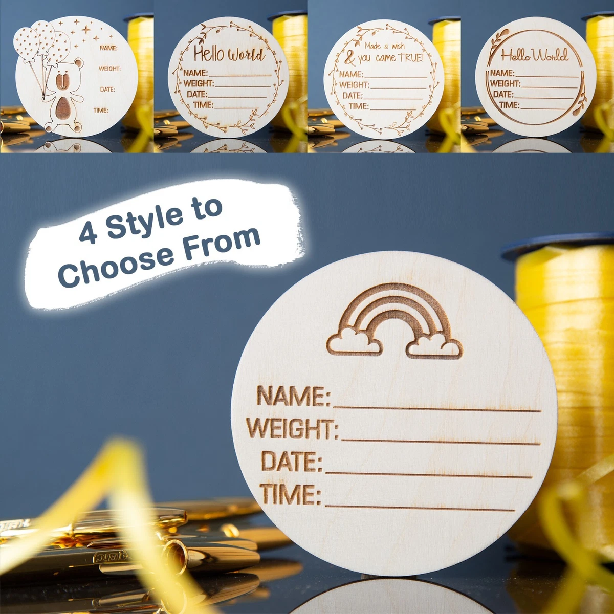 Wooden Baby Announcement Baby Shower Wooden Gift Tag Laser Engraved Baby Gifts