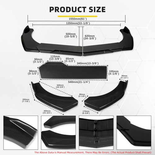 Kit divisor labial delantero de fibra de carbono para Mercedes-Benz CLA C200 C250 C300 - Imagen 6 de 14