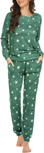Womens Jogger Pajama Sets Long Sleeve Sleepwear round Neck Nightwear Soft Pjs Lo