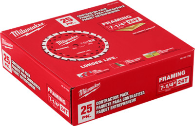 Milwaukee 48-40-1720 7-1/4'' 24T Framing Circular Saw Blade Contractor Pack -25PK