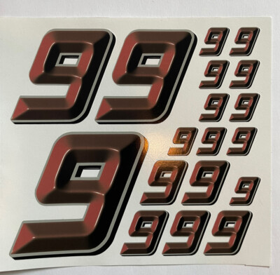 DISCOUNTED RACING NUMBERS (9 s) BROWNISH RED BEVELED 1/8-1/10-1/12 RC Box L2