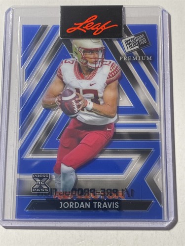 JORDAN TRAVIS 2024 Leaf Press Pass Premium Reflector Clear Blue Proof 1/1 (U5)