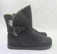 new Black/Rhinestone Round Toe Winter Ankle Boots GIRL Size 3