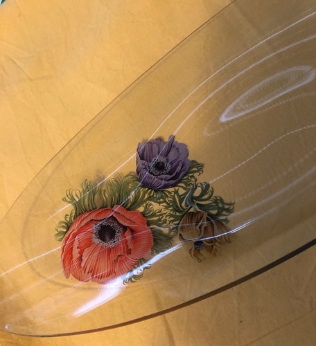 2 Vintage CHANCE Fiestaware ANEMONE Glass Plates Michael Harris 1960s Round/Oval - Picture 6 of 6