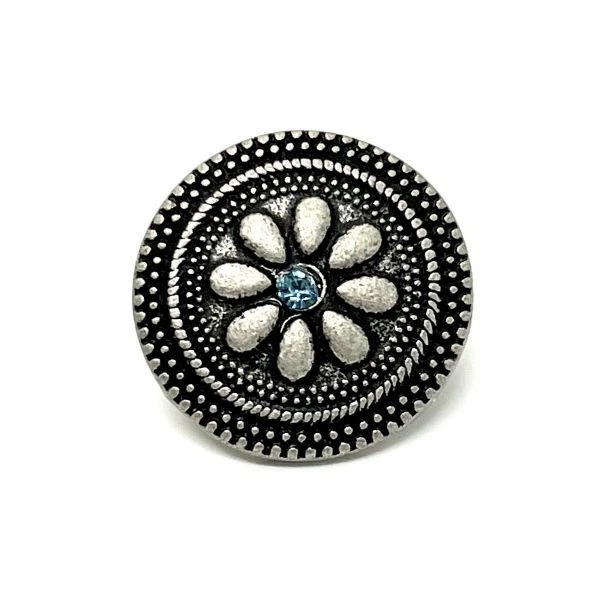 RITTERHANDWERK Navajo Blue Flower 20 x 20 mm Zierniete Zierbeschlag Native inkl. Nietkappe