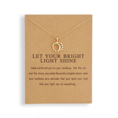 Let Your Bright Light Shine Gold Sun Moon Necklace Delicate Pendant Chain  Charm
