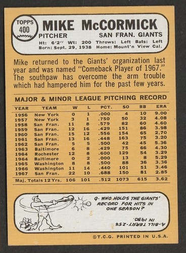 1968 Topps Baseball Cards Scegli una carta a scelta 295-660 EX X-MT 1/25 Set Break - Foto 189 di 490