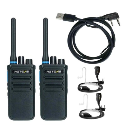 2Pack Retevis P1  High Power Superhet AES256 DMR Walkie Talkies & Earpiece & USB