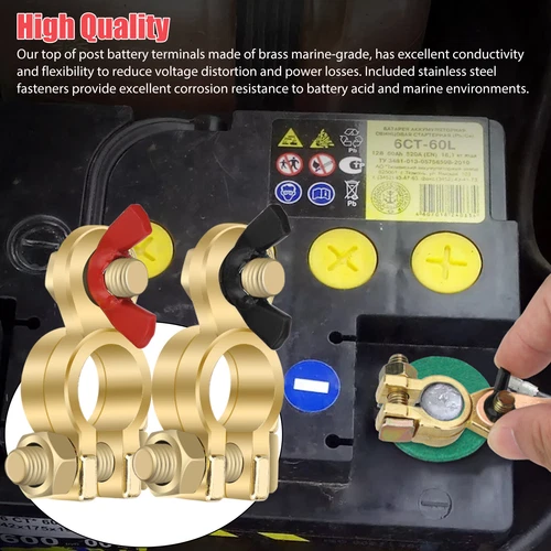 4x Massiv Messing Batterie Terminal Stecker Top Pfosten Endklemmen Set für Auto Marine - Bild 3 von 8